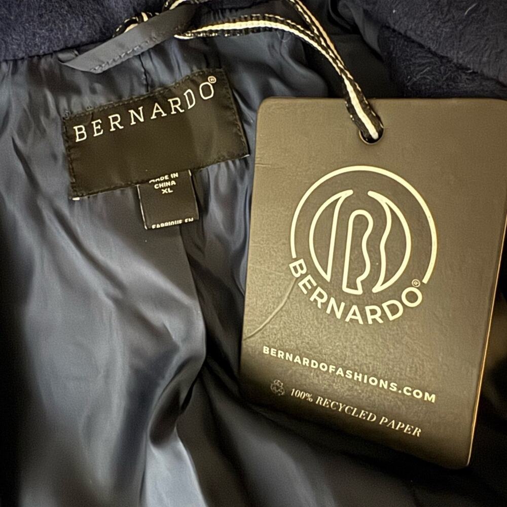 Bernardo Belted Wool Blend Longline Coat - Deep Navy Size XL - Picture 9 of 10